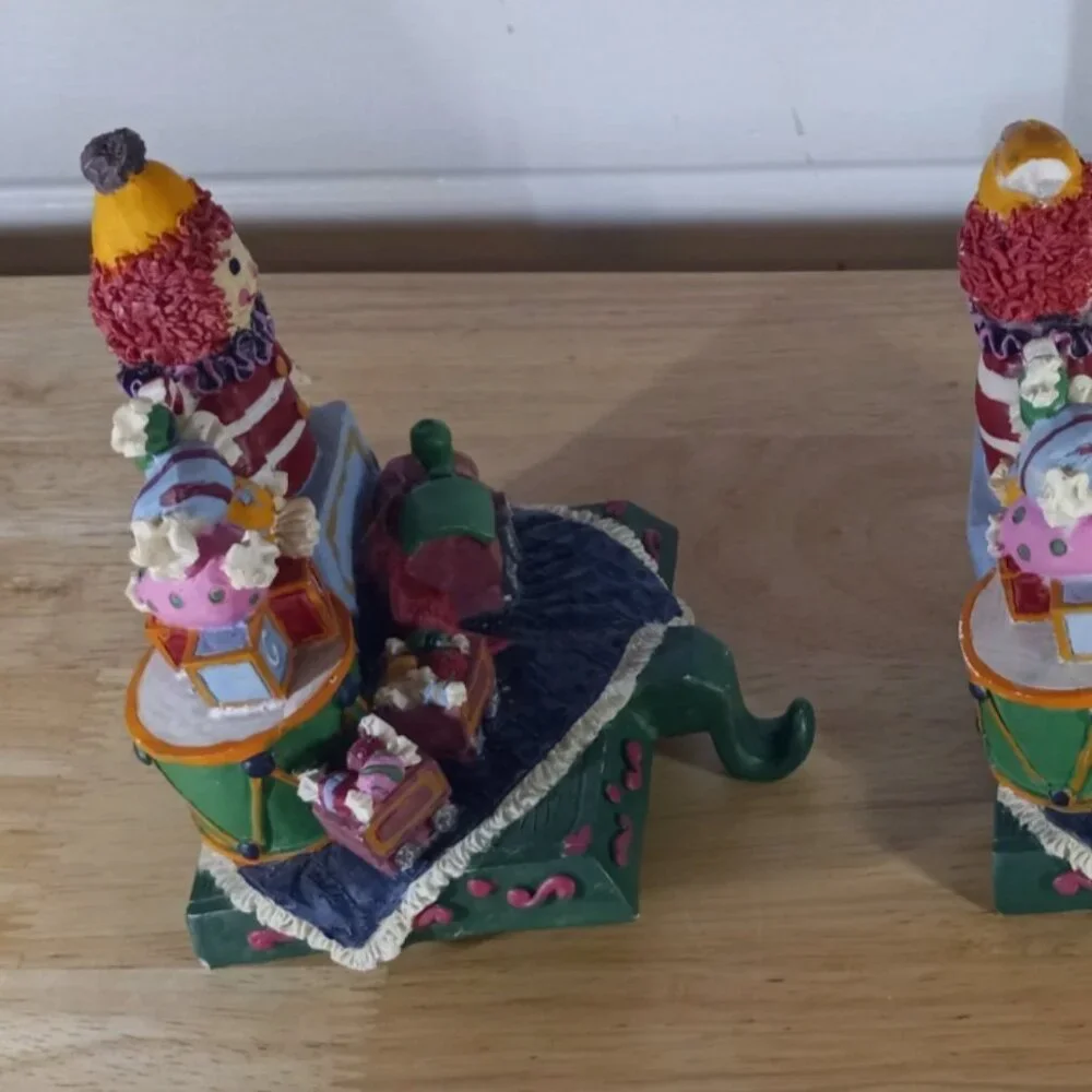 Set of 2 Christmas Stocking Holders Presents & Toys Heavy Felt Bottom Holiday